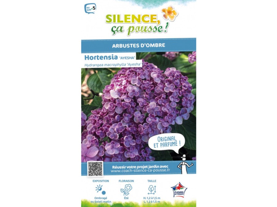 100% Coton Tissu Hydrangea Lilas/Violet Fleurs Sur Crème 