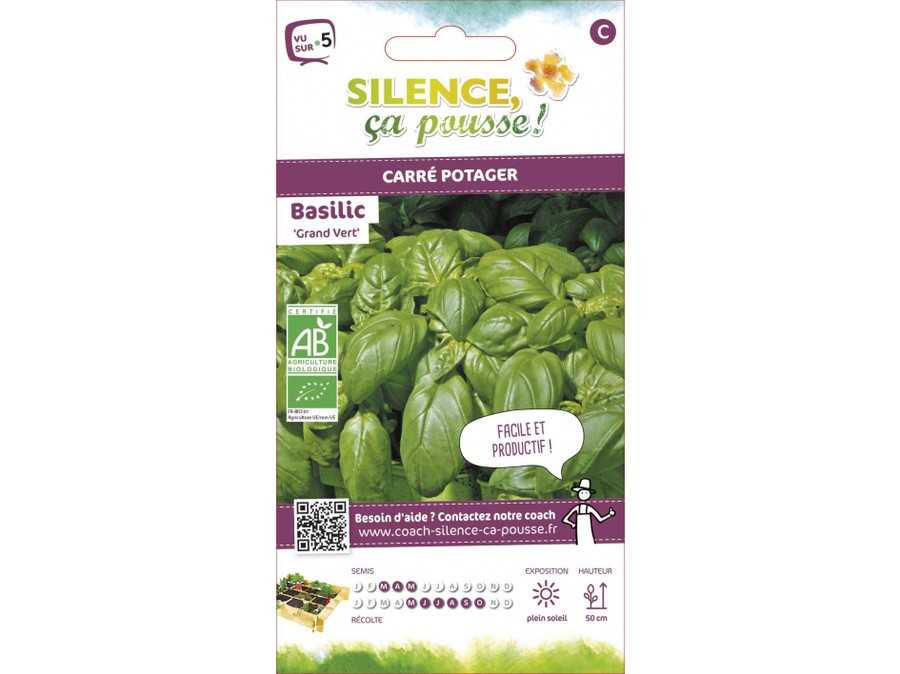100 Graines De Basilic Grand Vert - Production 2018, Pour Cultiver Votre Propre Basilic Aromatique