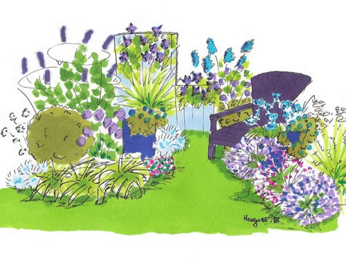 Créer un massif de fleurs bleues