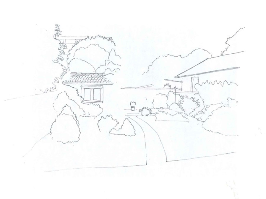 Dessin du jardin de Florence avant le passage du coach