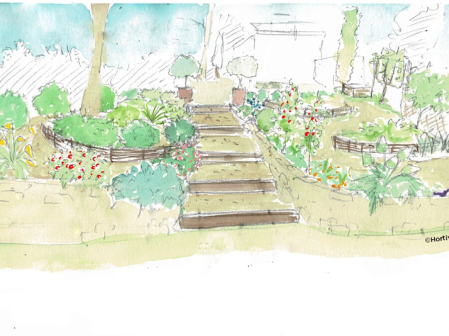 Aménager un jardin en pente chez Anne